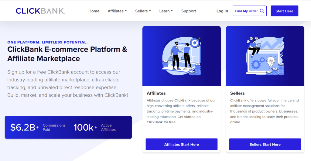 ClickBank E-commerce Platform & Affiliate Marketplace

Sign up for a free ClickBank account to access our industry-leading affiliate marketplace